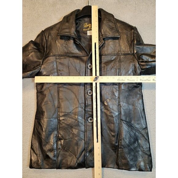 Vintage Black Leather Patchwork Blazer Womens Medium Leather and Soul - Picture 6 of 16